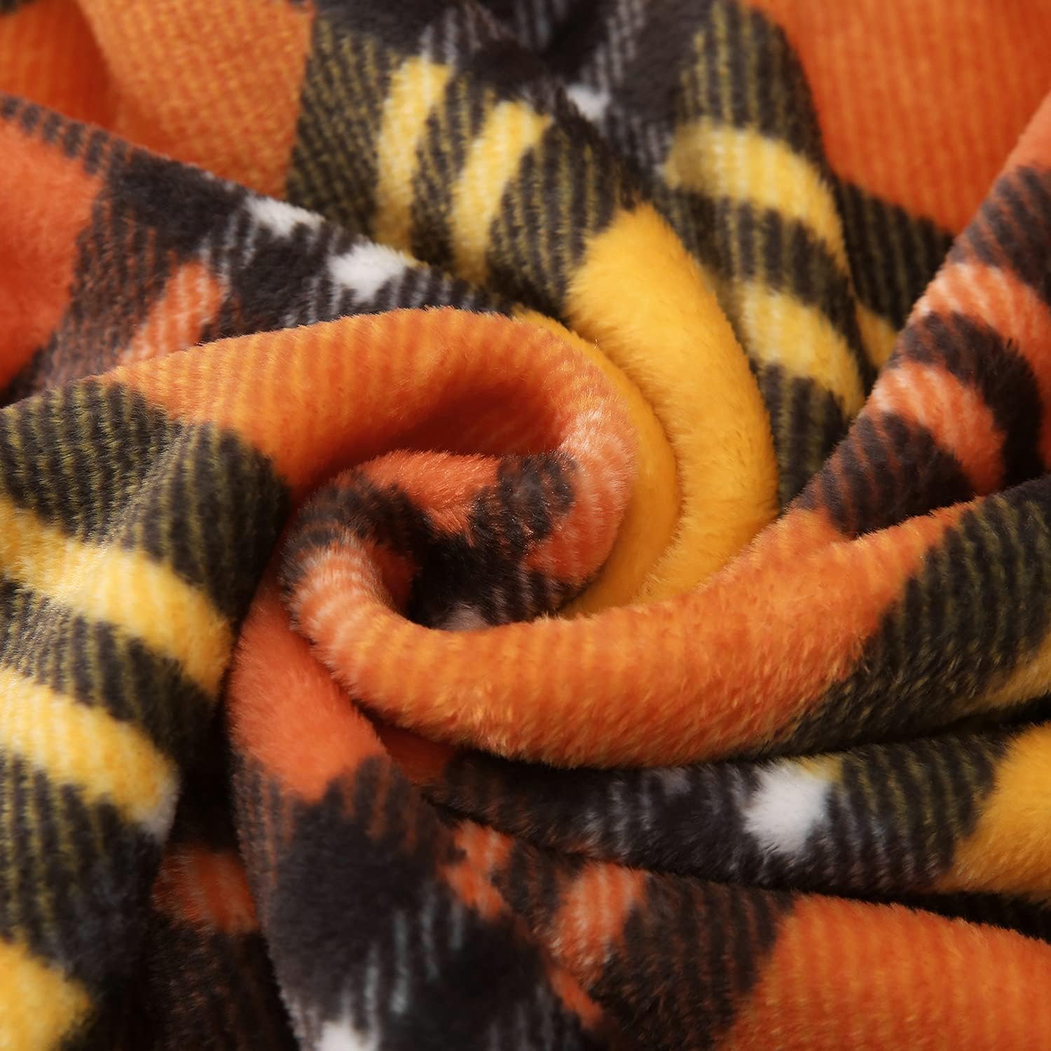 MERRYLIFE Throw Blanket for Couch Orange Plaid Chair Throw Blanket| Soft Decorative Ultra-Plush