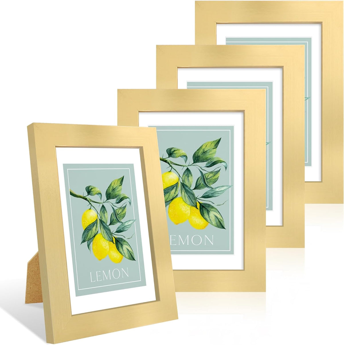 4x6 Picture Frame Set of 4, 4 x 6 Wood Photo Frames with Mat for 3.5x5, Wooden Frame with Real