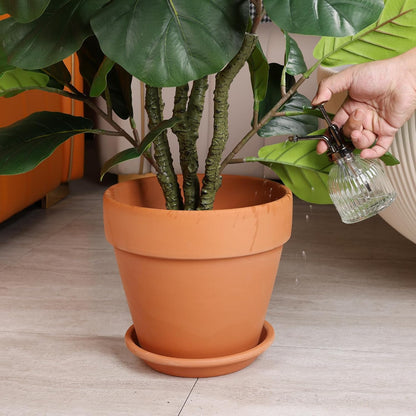 INGOFIN 12 Inch Terracotta Pot with Saucer - Ceramic Clay Pot for Plants with Drainage Hole, Large