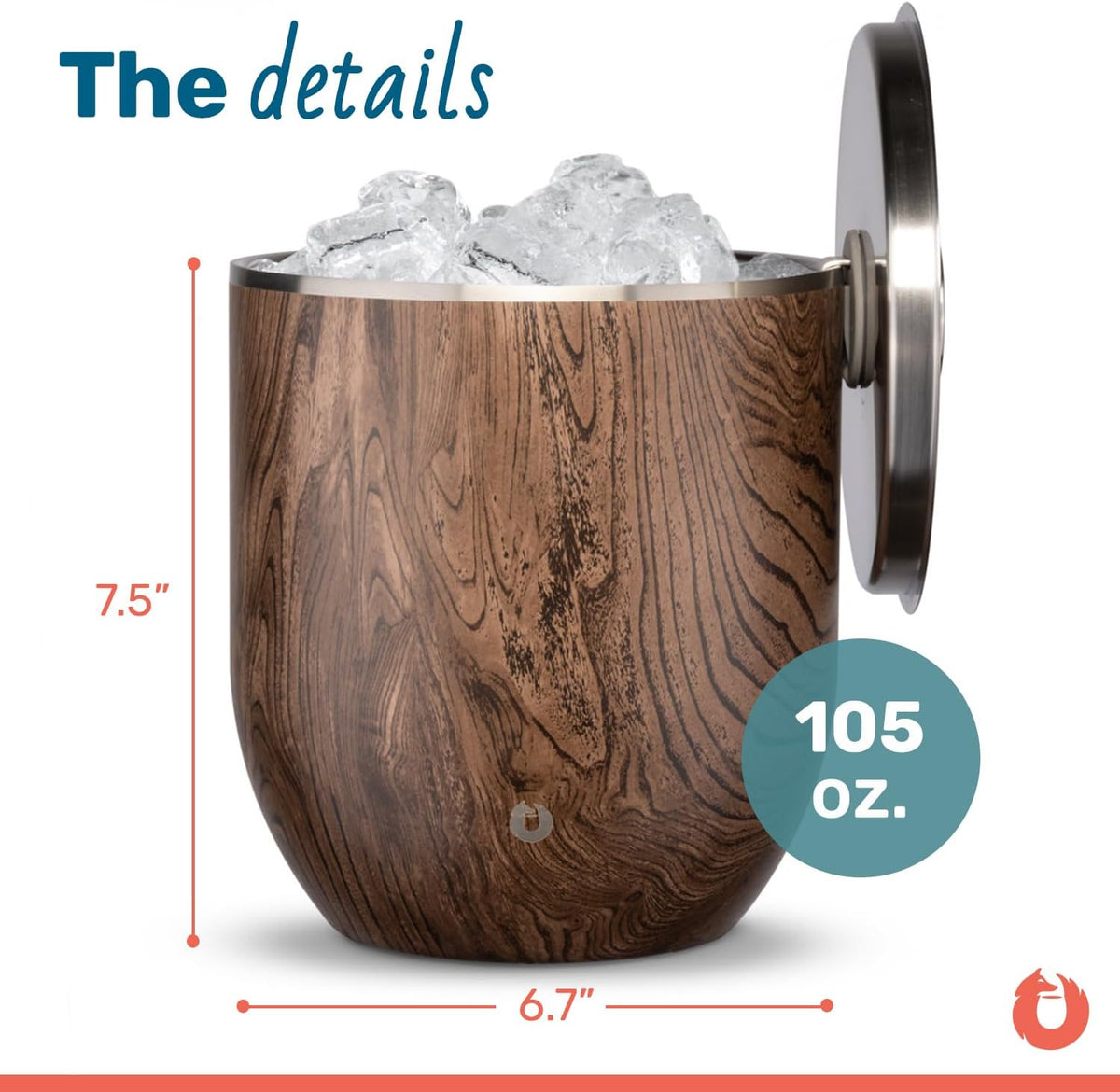 SNOWFOX Plus, Premium Vacuum Insulated Stainless Steel Ice Bucket with Lid/Scoop,Home Bar