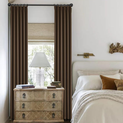 KangBang Dark Brown Blackout Pinch Pleat Curtains 96 Inches Long for Bedroom, Custom Made Pinch