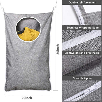KEEPJOY Hanging Laundry Hamper Bag with Free Adjustable Stainless Steel Door 2 PCs Suction Cup