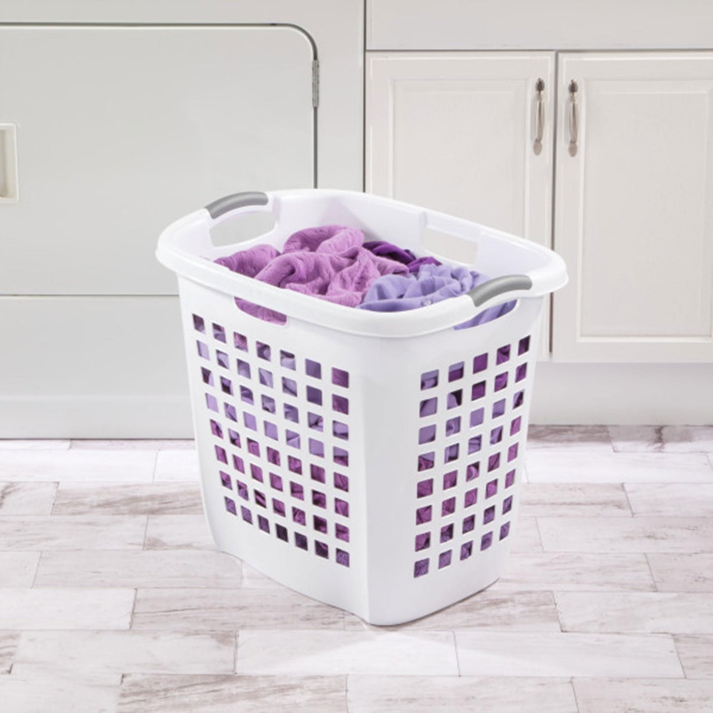 Sterilite Ultra™ Easy Carry Plastic Open Laundry Hamper, White, 4 Pack