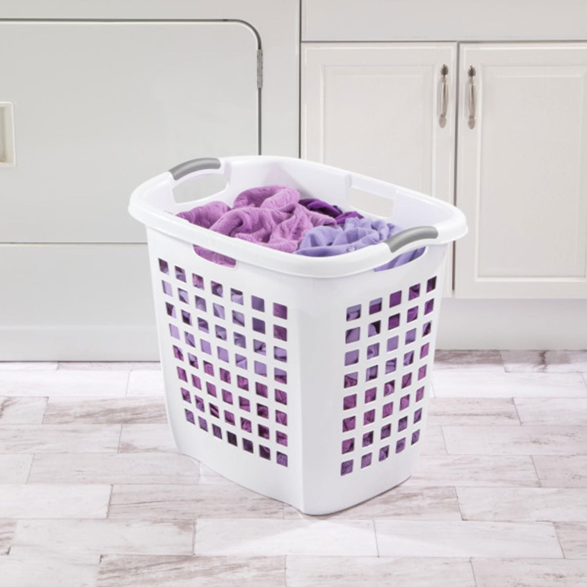 Sterilite Ultra™ Easy Carry Plastic Open Laundry Hamper, White, 4 Pack