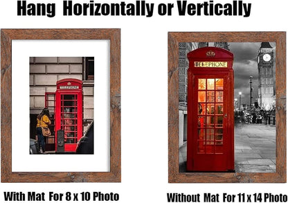 11x14 Picture Frame Set of 6, Display Pictures 8x10 with Mat or 11x14 Without Mat for Wall