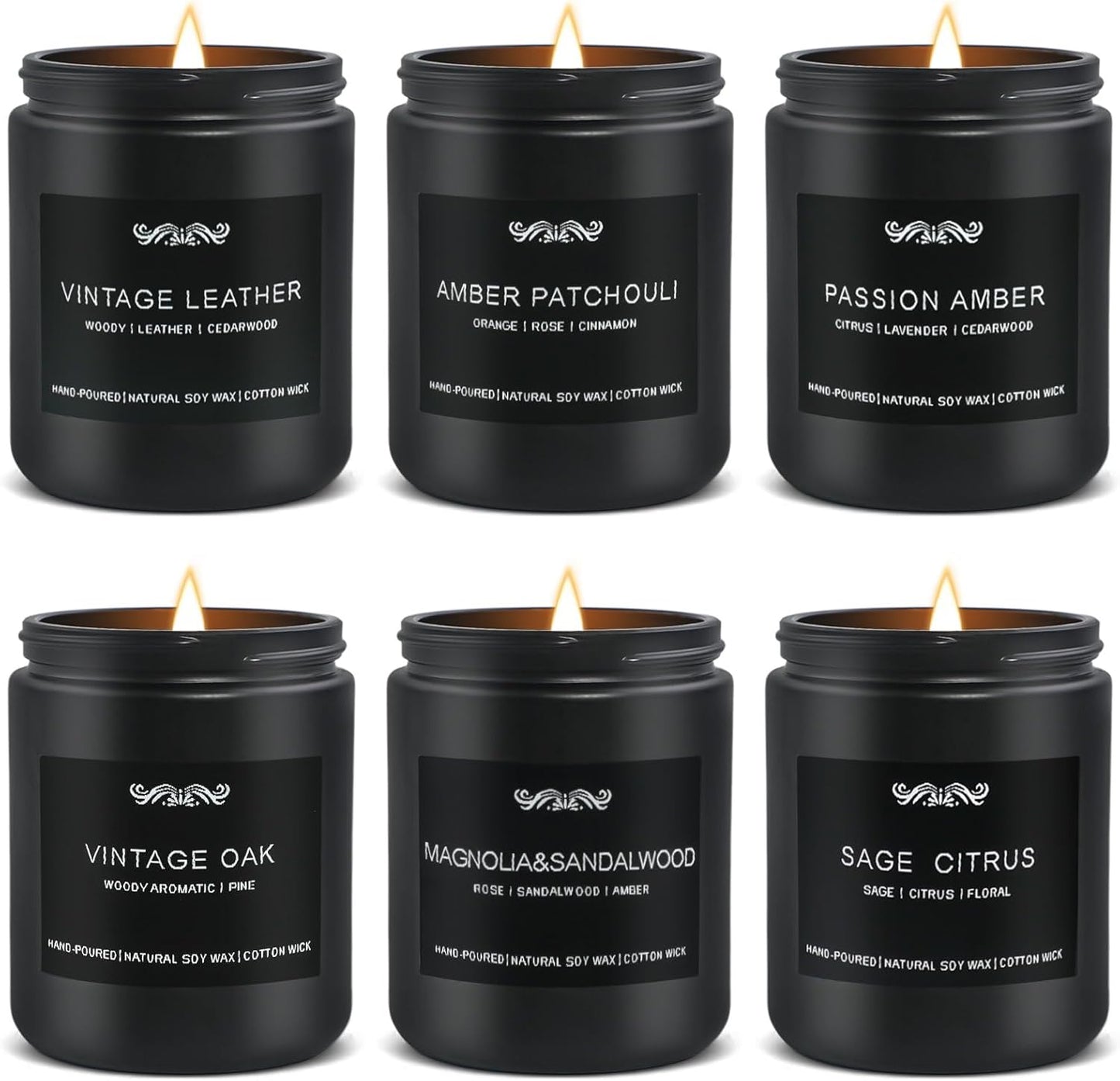 6 Pack Candles for Home Scented Aromatherapy Candles Gifts Set for Mens, Men Candle Set, 42 oz 300