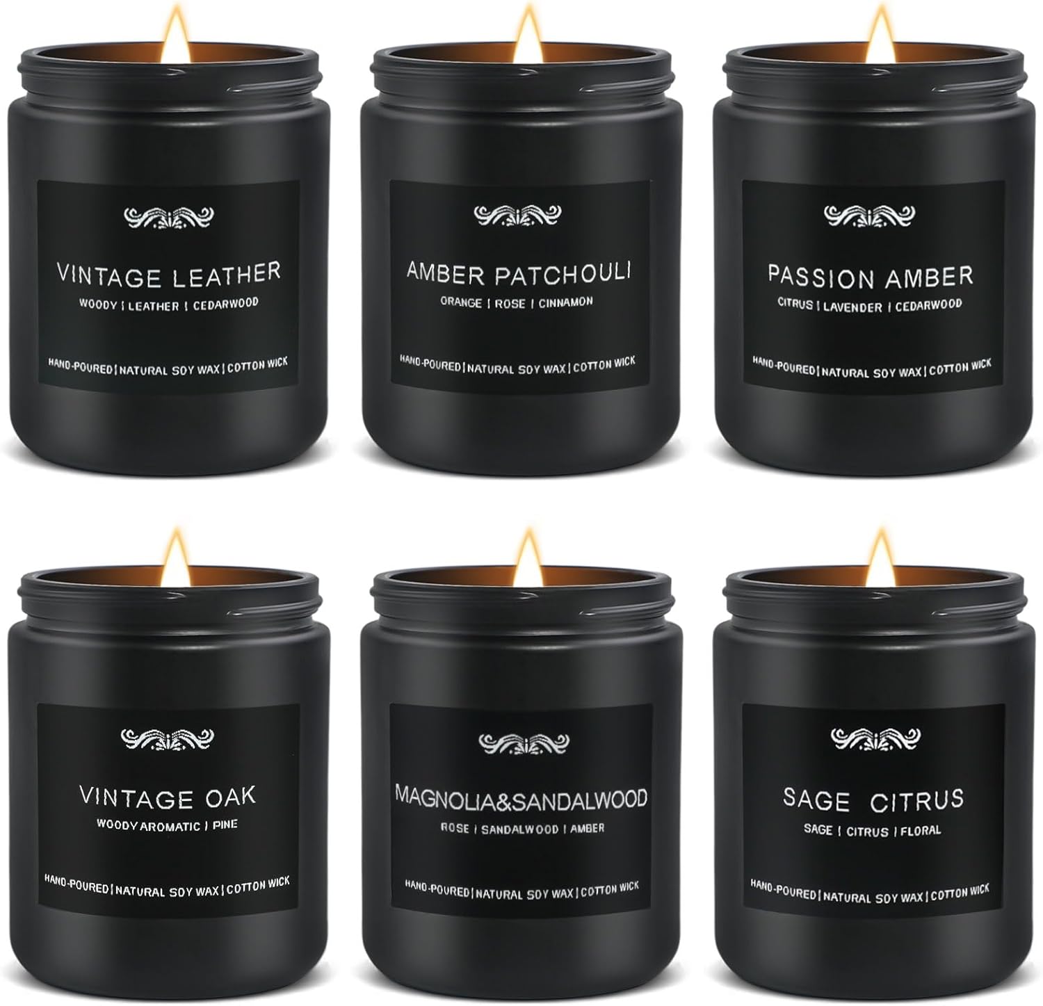 6 Pack Candles for Home Scented Aromatherapy Candles Gifts Set for Mens, Men Candle Set, 42 oz 300