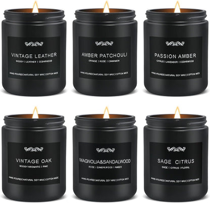 6 Pack Candles for Home Scented Aromatherapy Candles Gifts Set for Mens, Men Candle Set, 42 oz 300