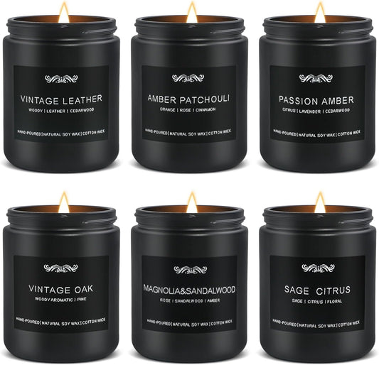 6 Pack Candles for Home Scented Aromatherapy Candles Gifts Set for Mens, Men Candle Set, 42 oz 300