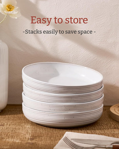 famiware Milkyway 33 oz Bowl Set, Pasta Bowls Set of 4, Salad Bowls, Double Reactive Glaze, Sturdy