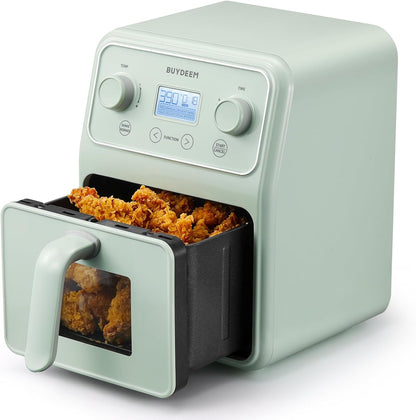 BUYDEEM F51 8-in-1 Air Fryer 4.2QT, Retro Countertop Airfryer Oven with Visible Window, Shake