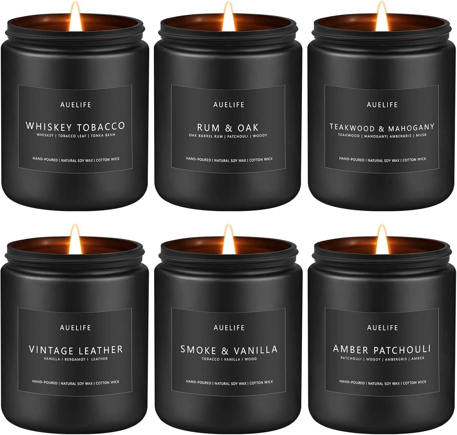 Scented Candles Set | Gifts for Men - 6Pack Candle Set - Masculine Candle, Soy Candles for Home