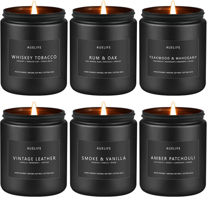 Scented Candles Set | Gifts for Men - 6Pack Candle Set - Masculine Candle, Soy Candles for Home
