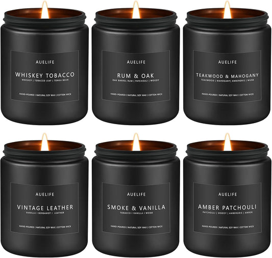 Scented Candles Set | Gifts for Men - 6Pack Candle Set - Masculine Candle, Soy Candles for Home