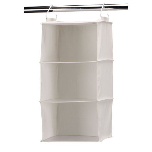 Household Essentials 311342 Hanging Closet Organizer | 3 Pocket Shelves | Natural Canvas