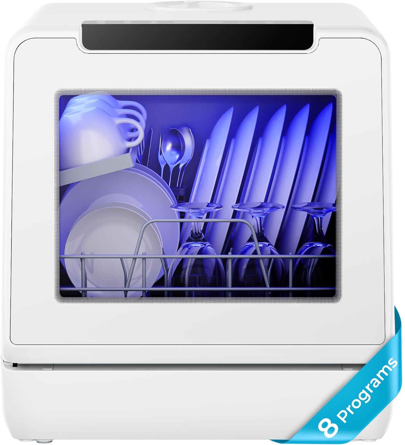 EUHOMY Portable Dishwasher Countertop Dishwashers, 8 Programs Mini Dishwasher, 5L Built-in Water