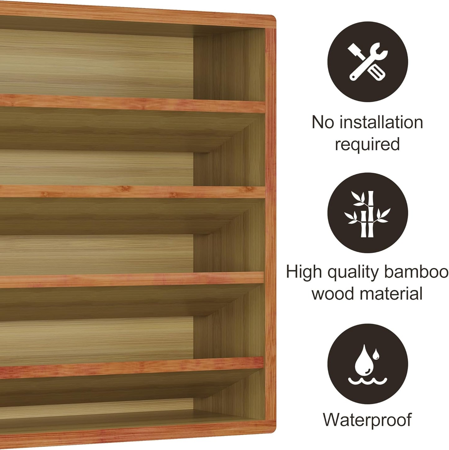 Orimade 4 Tier Spice Rack Organizer for Cabinet, Freestanding Bamboo Seasoning Rack for Countertop