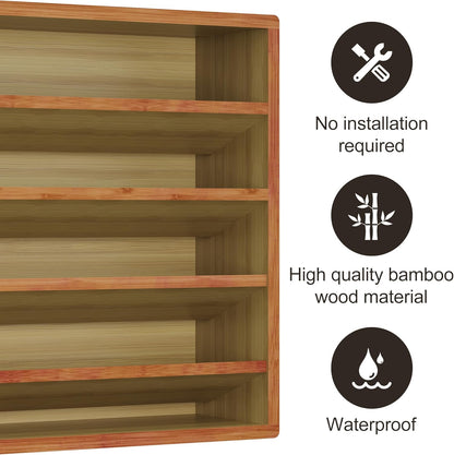 Orimade 4 Tier Spice Rack Organizer for Cabinet, Freestanding Bamboo Seasoning Rack for Countertop