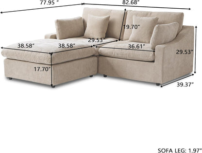 JACH Sectional Couches for Living Room, Cloud Sectional Couch with Deep Seat, Love Seat Modular