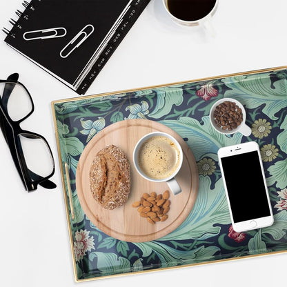 Spsyrine Serving Tray with Handles, Plastic Decorative Tray for Coffee Table, Living Room, Home