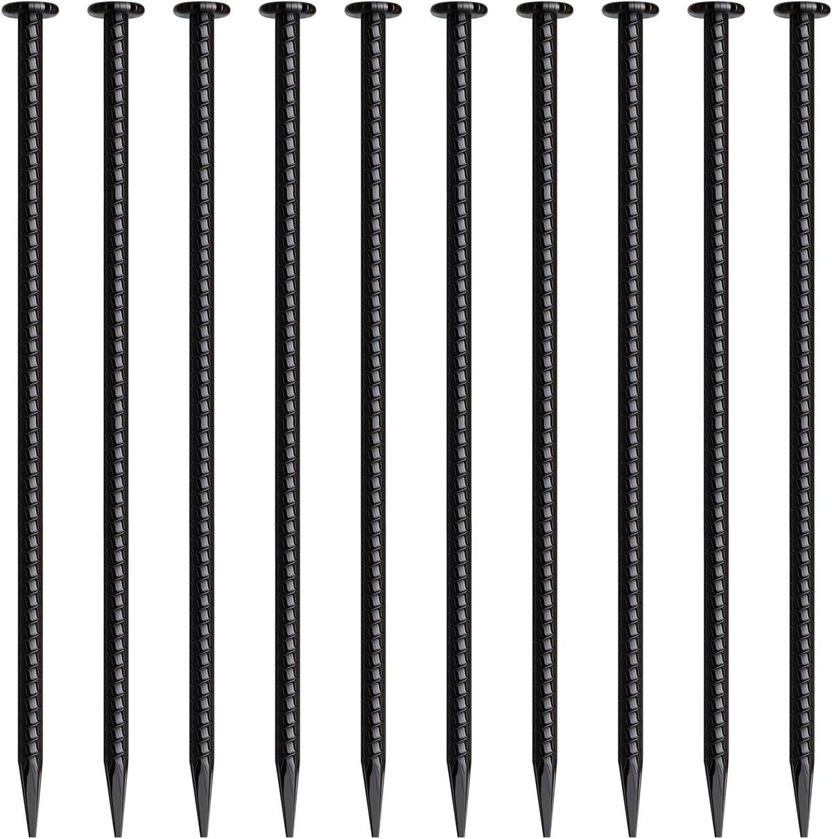 16 Inch Rebar Stakes 10 Pack Heavy Duty Ground Anchors 1/2 Inch Diameter Galvanized Steel Asphalt