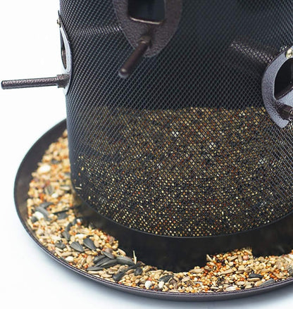 Nature's Rhythm Metal Hopper Bird Feeder, Dual Seed Compartments, 10 Feeding Ports, Holds 10lbs
