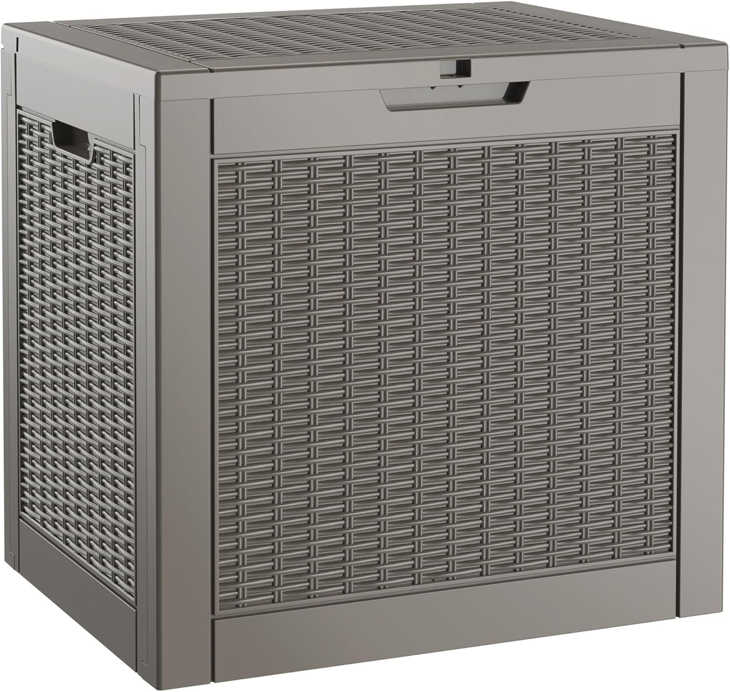 NUNU LAB 30 Gallon Waterproof Resin Deck Box, Lockable Outdoor & Indoor Storage Bench for Patio