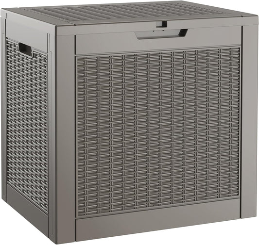NUNU LAB 30 Gallon Waterproof Resin Deck Box, Lockable Outdoor & Indoor Storage Bench for Patio