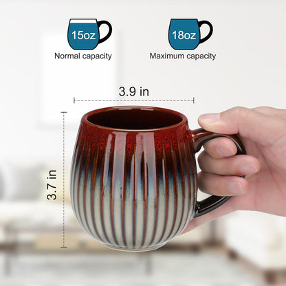 CosyCorner Ceramic Coffee Mugs Set, 17 oz Large Coffee Cups for Home and Office, Ceramic Cup for