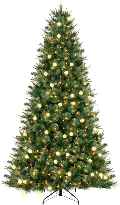 Selena 6.5ft Prelit Artificial Christmas Tree with 857 Branch Tips, 300 Warm Lights and Metal
