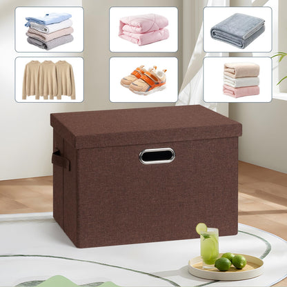 Large 17" 36 Quart Collapsible Stackable Storage Bins with Lids, 3 Packs Dark red Foldable Fabric
