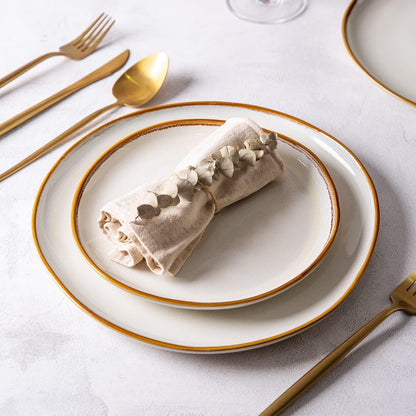 AmorArc Ceramic Dinnerware Sets,Handmade Reactive Glaze Stoneware Plates and Bowls Sets,Highly Chip