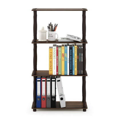 Furinno Turn-N-Tube 4-Tier Multipurpose Shelf Display Rack, Classic Tubes, Walnut/Brown
