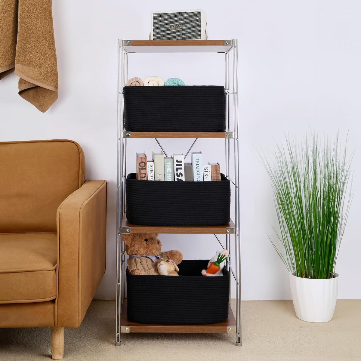 Large Storage Baskets for Shelves, Closet Organizers Bins for Clothes Blanket Towels, Baby Nursery
