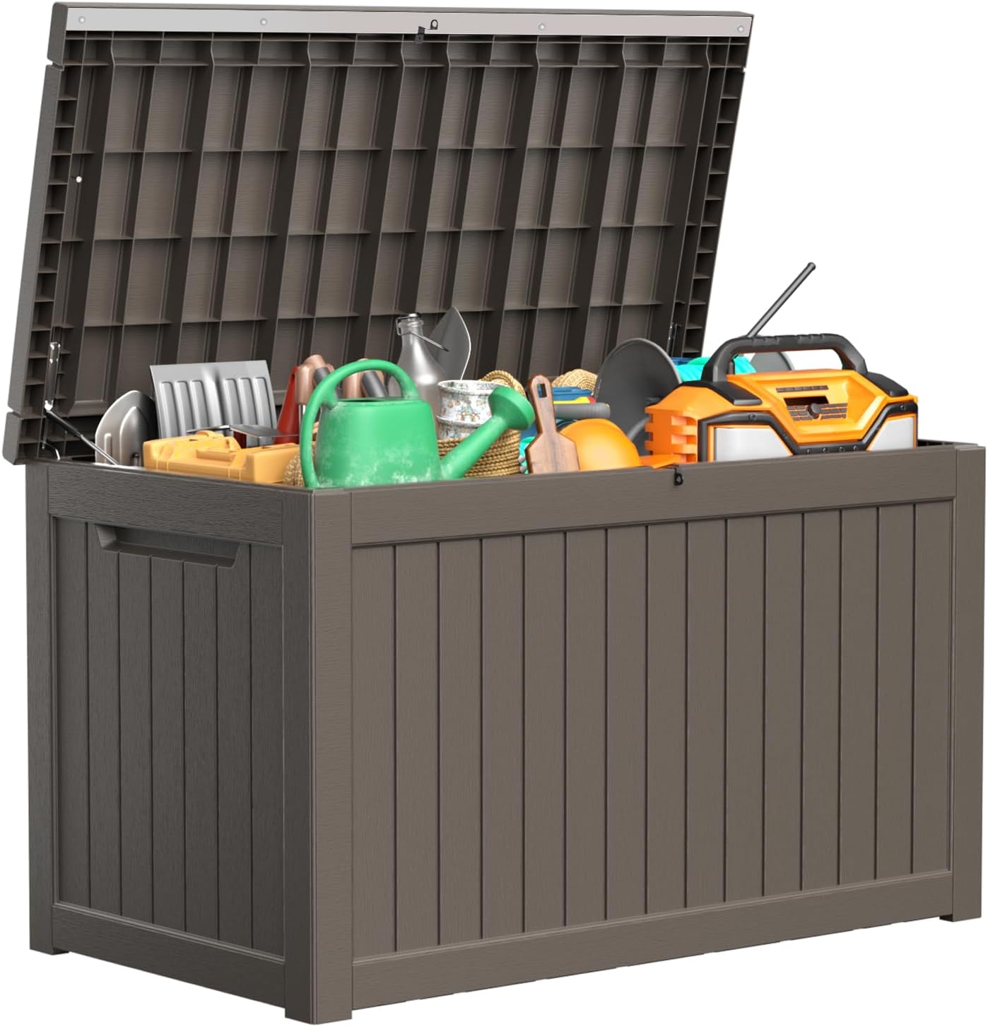 230 Gallon Resin Deck Box, Lockable Patio Outdoor Storage Box for Furniture, Garden Tools and Tools