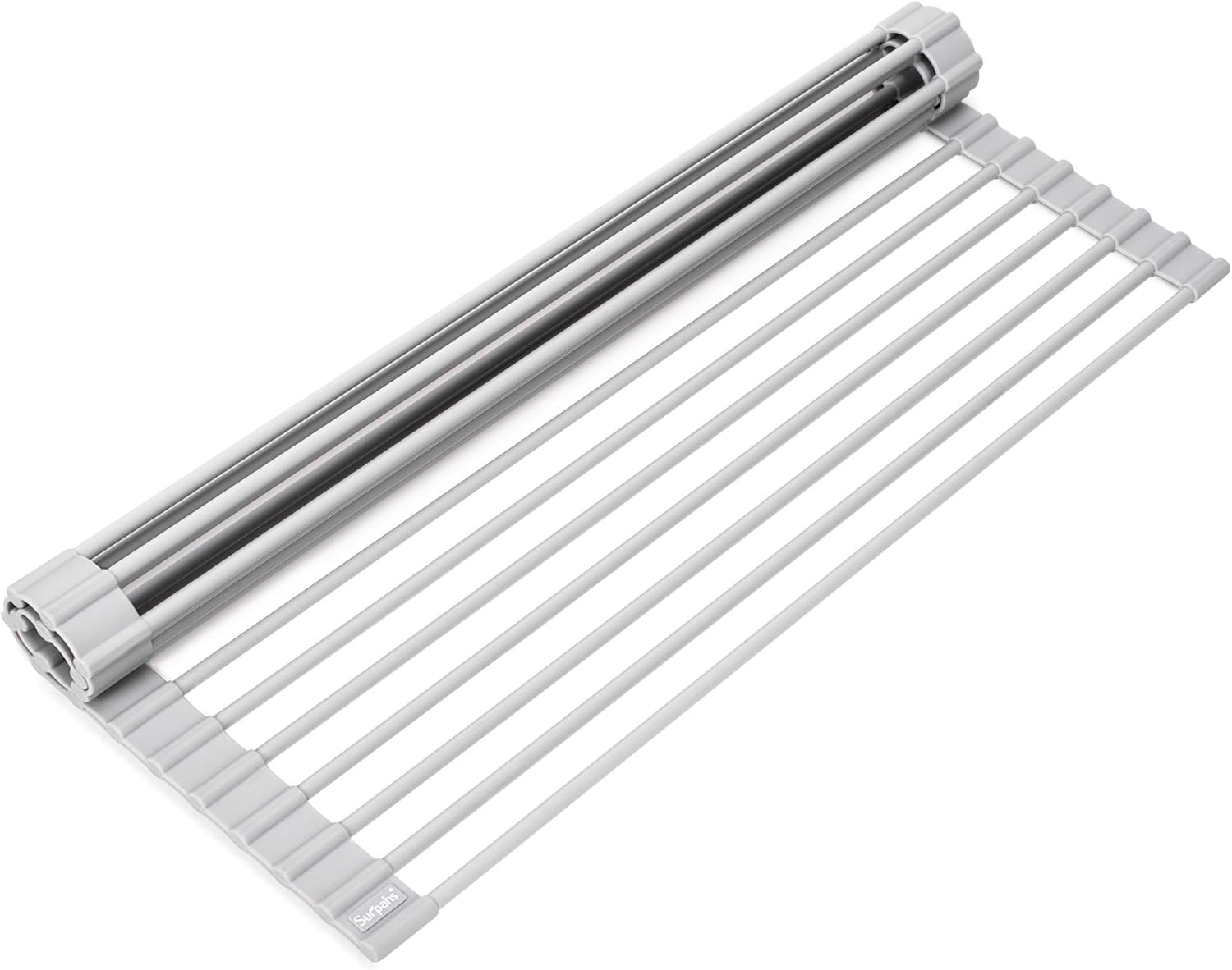 Surpahs Over Sink Foldable Multipurpose Roll-Up Dish Drying Rack, Silicone Wrapped Stainless Steel