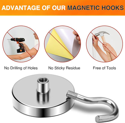 MIKEDE Strong Magnetic Hooks, 110Lbs Heavy Duty Magnetic Hooks for Cruise Cabin, Neodymium Earth