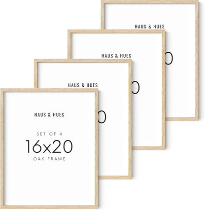 Haus and Hues 16"x20" Beige Oak Wood Picture Frame Set of 4 - 16x20 Wood Picture Frame, 16x20