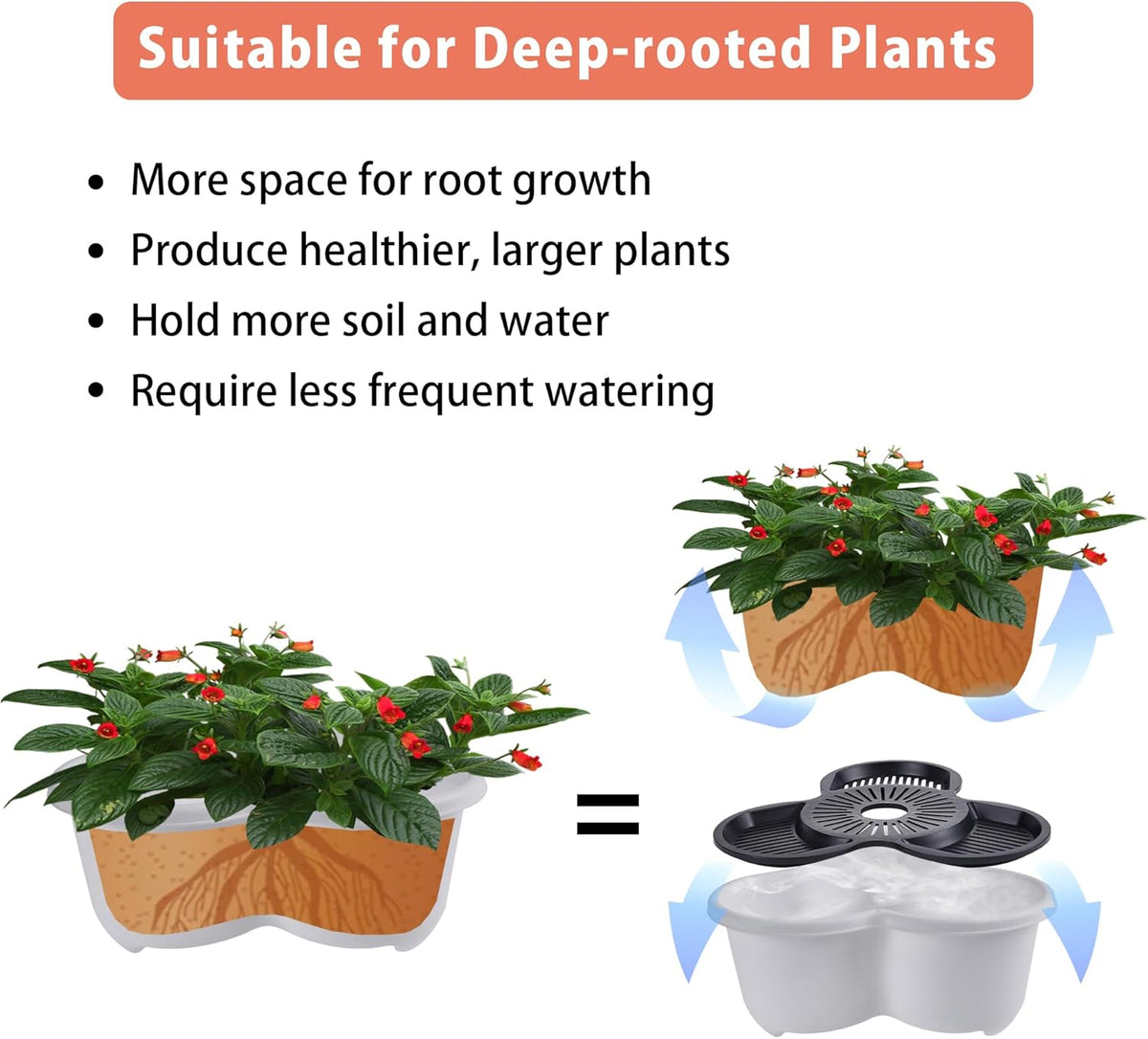 VECELO 5 Tier Vertical Garden Planter, Self Watering Stackable Planters with Wheels for