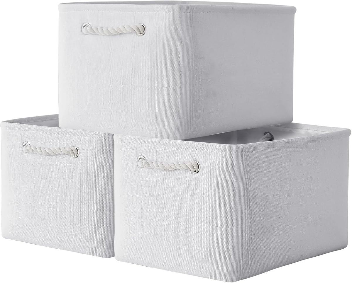 TheWarmHome Storage Basket for Shelves - 15.8x11.8x11.8 inch 3 Pack Fabric Storage Cubes
