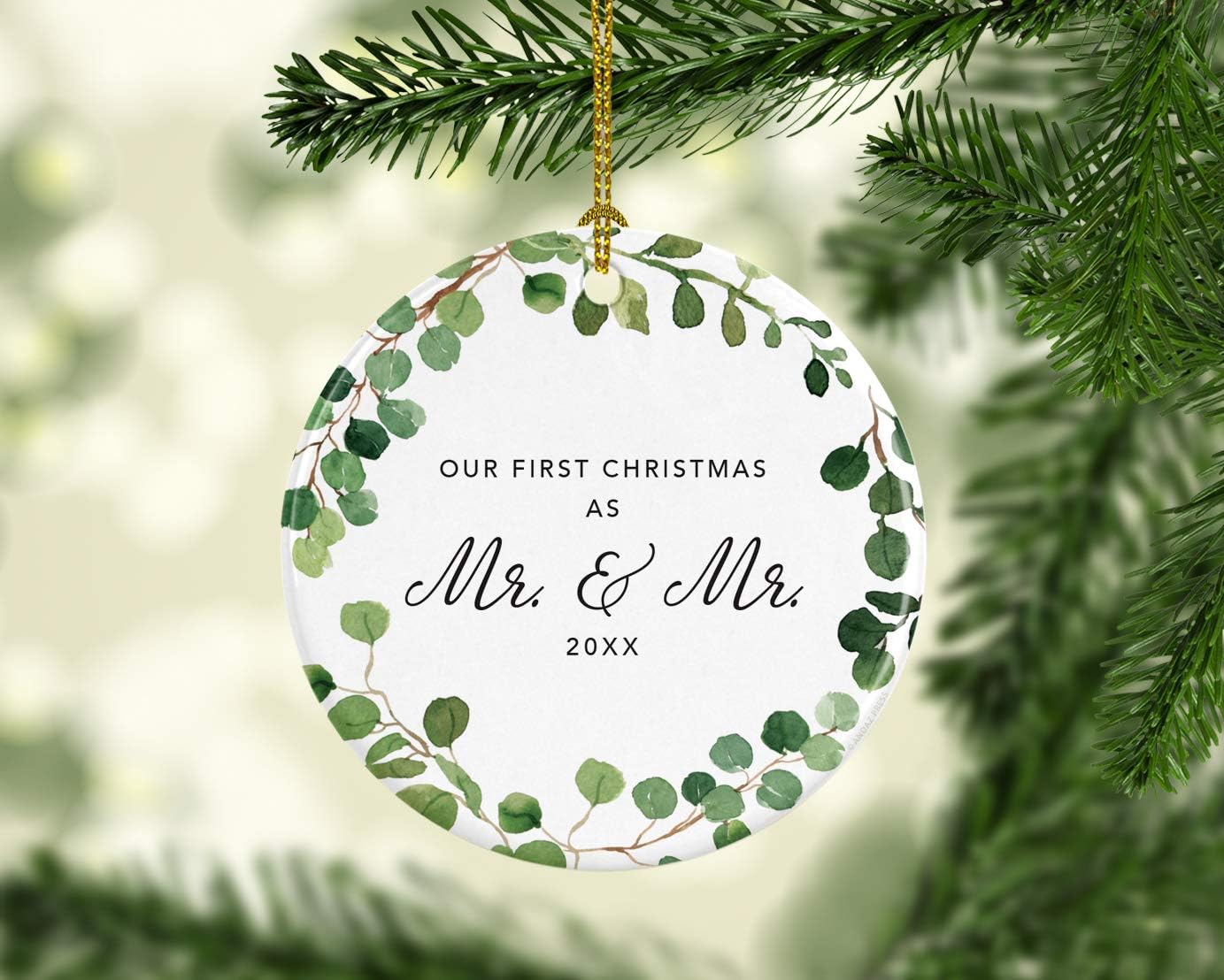 Andaz Press Custom Year Round Ceramic Porcelain Christmas Tree Ornament Keepsake Collectible Gift