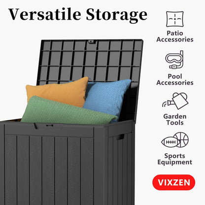 Vixzen 30 Gallon Resin Deck Box, Lockable Outdoor Storage Box for Patio Cushions Storage