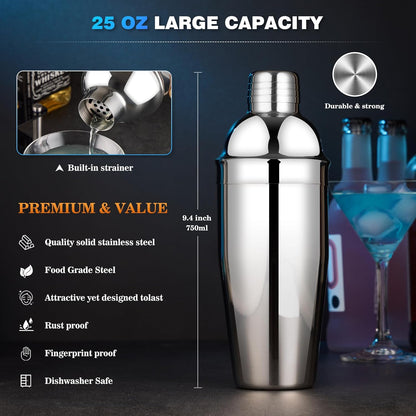 Cocktail Shaker Set Bartender Kit : 15-Piece Stainless Steel Bartender Kit with Acrylic Stand Bars