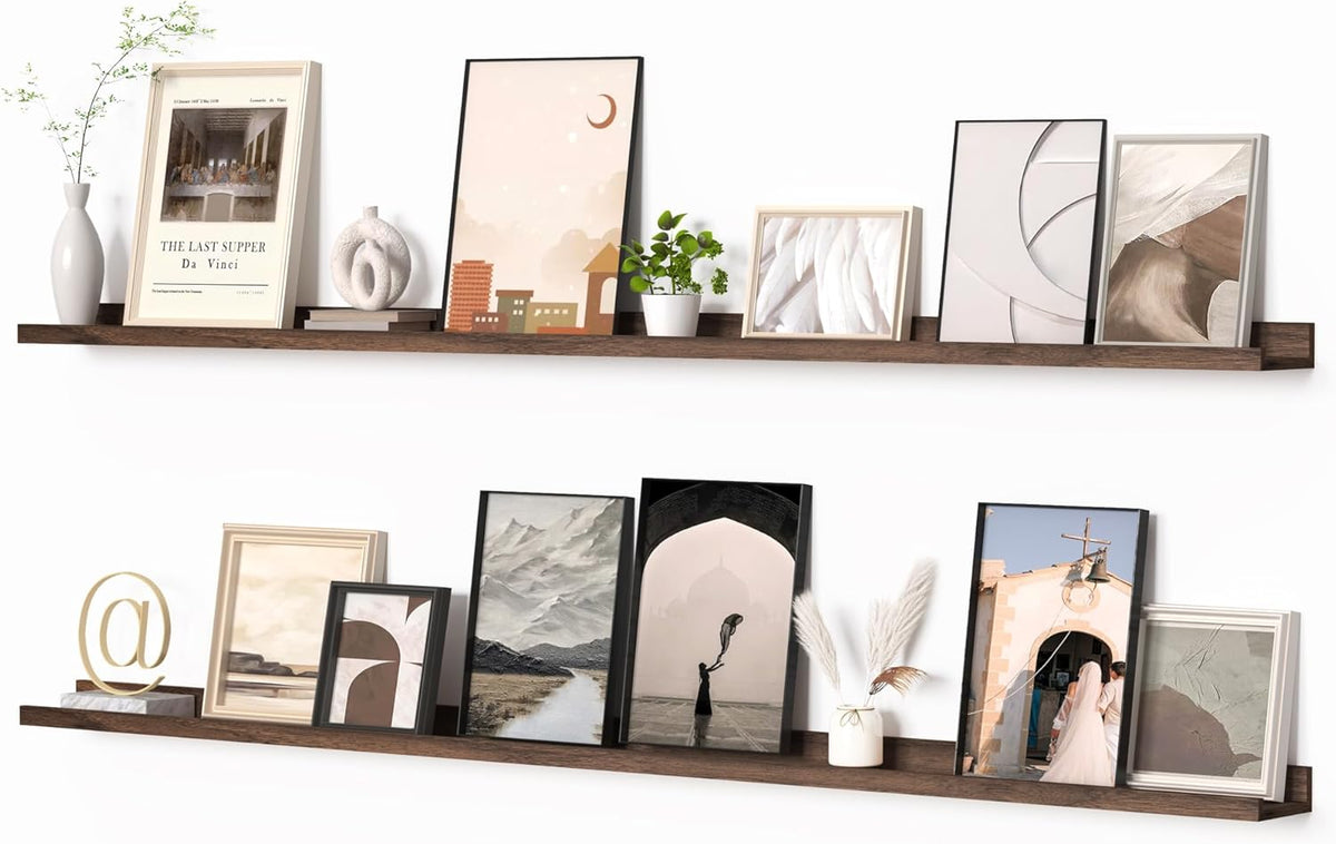 Heimlove Picture Ledge Shelf, Floating Shelves Set of 2, 72 Inches Long Large Picture Shelf for