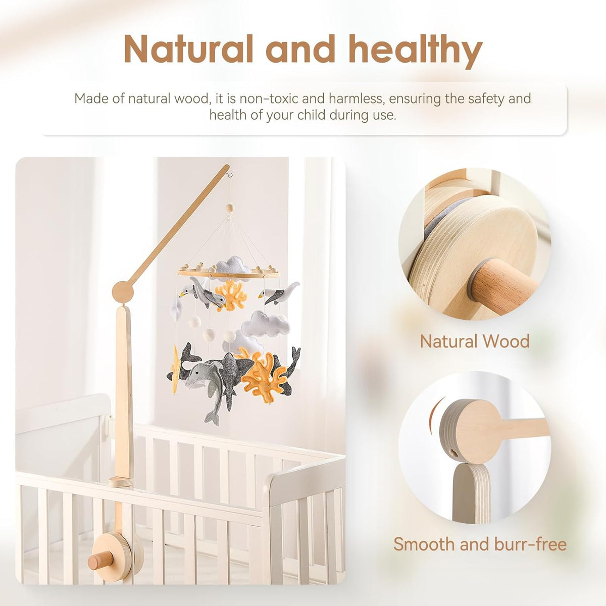 HI BABY MONMENT Crib Mobile Arm - Baby Mobile Hanger with 2-Height Settings Adjustable, Stabilizing