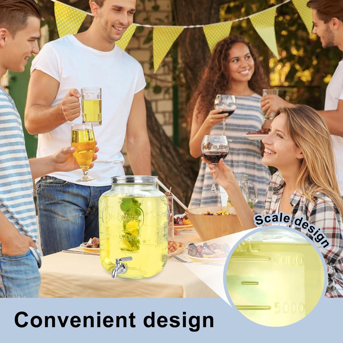 2 Gallon Glass Drink Dispensers For Parties,Beverage Dispensers With Stand And 100% Leakproof