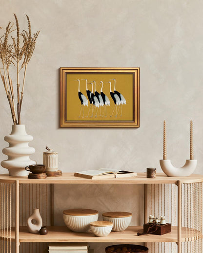 HUARCEY Gold Framed Vintage Wall Art for Living Room, Animals Painting Prints Shelf Decor for