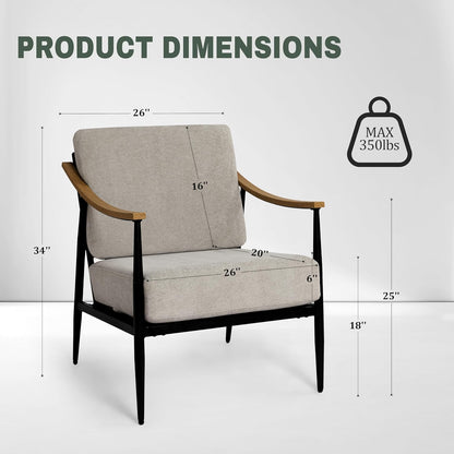 Modern Accent Chair for Living Room Bedroom Mid Century Arm Chair Upholstered Office Accent Chair