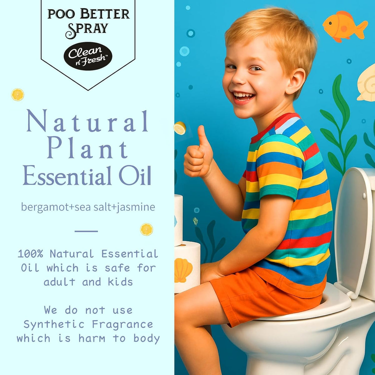 Clean-n-Fresh Toilet Spray, Ocean Mist, Air Freshener Bathroom Spray, Toilet Bathroom Odor