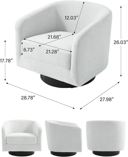 Swivel Barrel Accent Chair, Modern Round Chenille Fabric Arm Chair for Living Room, Bedroom, Comfy